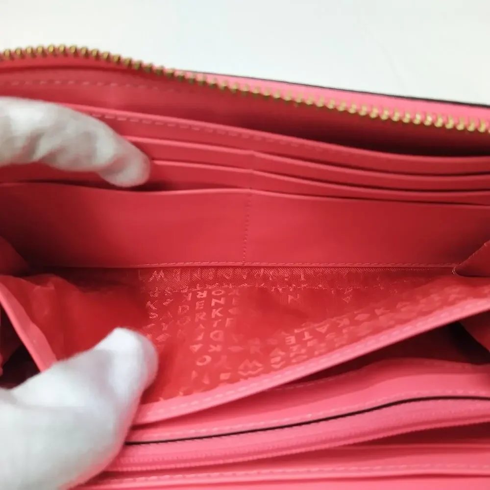 Kate Spade Pink Leather Zip Around Credit Card Wallet